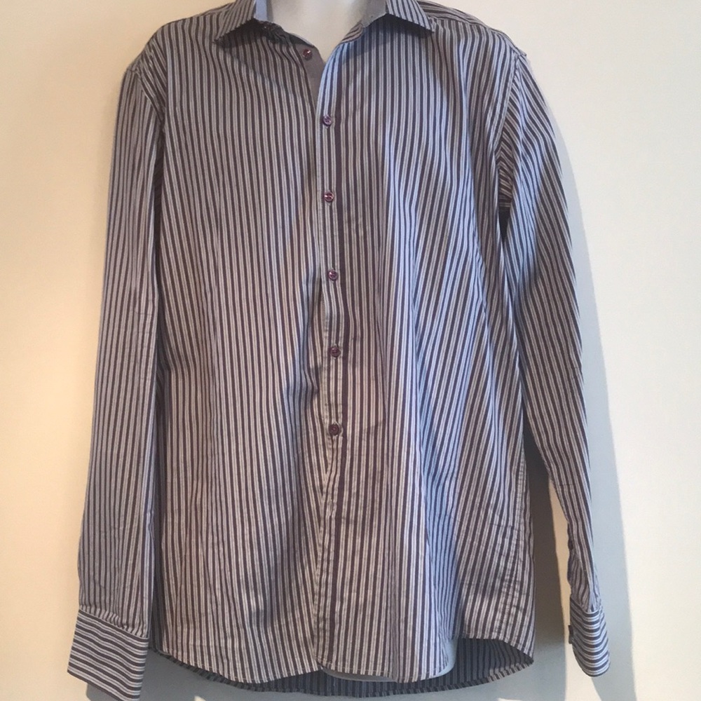 Sand purple and lavender pinstripe button up.